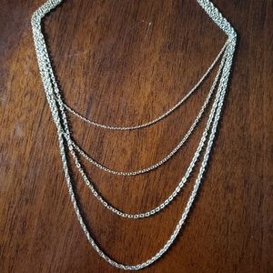 Multi-strand Silver Tone Chain Necklace